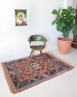Vintage Turkish runner rug in living room setting, old rug, antique rug, pastel colors, faded colors, Turkish rug, vintage rug, soft rug, Portland, Oregon, rug store, rug shop, local shop
