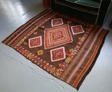 Semi-Antique Anatolian Cicim Kilim Rug 4'7"x5'5"