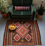 Semi-Antique Anatolian Cicim Kilim Rug 4'7"x5'5"