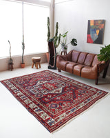 Vintage Turkish rug in a living room setting, pile rug, Turkish rug, vintage rug, portland, rug shop, bright colors, wild shaman, soft rug, bold color, Portland, Oregon, rug store, rug shop, local shop, antique rug