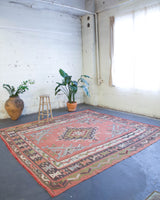 old rug, antique rug, earthy colors, faded colors, Turkish rug, vintage rug, flat weave, kilim rug, large area rug, square rug, Wild Shaman, Portland, Oregon, rug store, rug shop, local shop