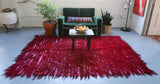 shaggy rug, tulu rug, red, portland rug store, turkish rug, vintage rug, vintage kilim, flat weave