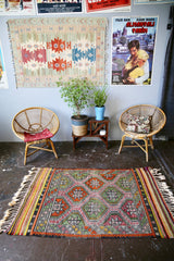 Vintage Cicim Kilim 3.6x5.11ft