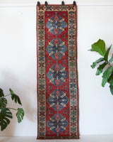 Vintage Turkish runner rug in a living room setting, pile rug, Turkish rug, vintage rug, portland, rug shop, bright colors, wild shaman, soft rug, bold color, Portland, Oregon, rug store, rug shop, local shop, antique rug