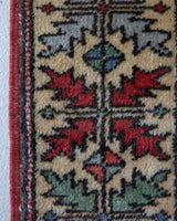 Vintage Turkish runner rug in a living room setting, pile rug, Turkish rug, vintage rug, portland, rug shop, bright colors, wild shaman, soft rug, bold color, Portland, Oregon, rug store, rug shop, local shop, antique rug