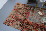 vintage rug, portland rug store, rustic red, turkish rug, flat weave, portland, Oushak kilim