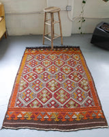 Turkish rug, vintage rug, flat weave, kilim rug, large area rug, square rug, Wild Shaman, Portland, Oregon, rug store, rug shop, local shop, bright colors, area rug, red rug, bold color