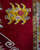 Vintage Turkish runner rug in a living room setting, pile rug, Turkish rug, vintage rug, portland, rug shop, bright colors, wild shaman, soft rug, bold color, Portland, Oregon, rug store, rug shop, local shop, antique rug
