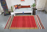 Old Bodrum Bos Kilim 4.4ftx8ft