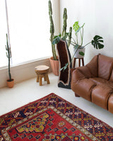 Vintage Turkish rug in a living room setting, pile rug, Turkish rug, vintage rug, portland, rug shop, bright colors, wild shaman, soft rug, bold color, Portland, Oregon, rug store, rug shop, local shop, antique rug