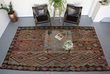 Oushak kilim, brown, antique rug, portland rug store, flat weave, rustic rug, authentic rug, bohemian decor