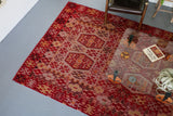 red, old rug, vintage kilim, flat weave, antique, oushak, portland rug shop, rug store, wild shaman