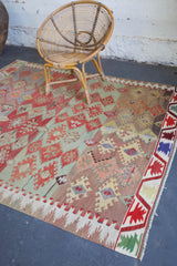 old rug, antique rug, earthy colors, faded colors, Turkish rug, vintage rug, flat weave, kilim rug, large area rug, square rug, Wild Shaman, Portland, Oregon, rug store, rug shop, local shop