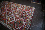 Vintage Mersin Mut Cicim Kilim 6.1ft x 10.6ft