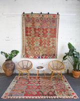 old rug, antique rug, earthy colors, faded colors, Turkish rug, vintage rug, flat weave, kilim rug, large area rug, square rug, Wild Shaman, Portland, Oregon, rug store, rug shop, local shop