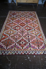 Vintage Mersin Mut Cicim Kilim 6.1ft x 10.6ft