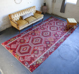 red, oushak rug, vintage rug, vintage kilim, flat weave, portland rug store