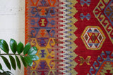 Turkish rug, vintage rug, flat weave, kilim rug, large area rug, square rug, Wild Shaman, Portland, Oregon, rug store, rug shop, local shop, bright colors, area rug, red rug, bold color
