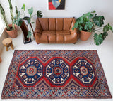Vintage Turkish rug in a living room setting, pile rug, Turkish rug, vintage rug, portland, rug shop, bright colors, wild shaman, soft rug, bold color, Portland, Oregon, rug store, rug shop, local shop, antique rug