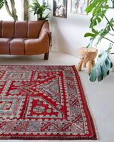 Vintage Turkish rug in a living room setting, pile rug, Turkish rug, vintage rug, portland, rug shop, bright colors, wild shaman, soft rug, bold color, Portland, Oregon, rug store, rug shop, local shop