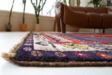 Vintage Turkish rug in a living room setting, pile rug, Turkish rug, vintage rug, portland, rug shop, bright colors, wild shaman, soft rug, bold color, Portland, Oregon, rug store, rug shop, local shop