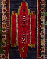 Vintage Turkish rug in a living room setting, pile rug, Turkish rug, vintage rug, portland, rug shop, bright colors, wild shaman, soft rug, bold color, Portland, Oregon, rug store, rug shop, local shop