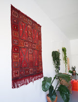 Old Konya Karapinar Cicim Kilim Rug 4.4ftx5.6ft