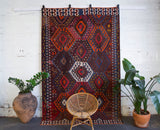 Turkish rug, vintage rug, flat weave, kilim rug, large area rug, square rug, Wild Shaman, Portland, Oregon, rug store, rug shop, local shop, bright colors, area rug, red rug, bold color