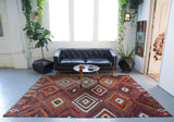 Turkish rug, vintage rug, flat weave, kilim rug, large area rug, square rug, Wild Shaman, Portland, Oregon, rug store, rug shop, local shop, bright colors, area rug, red rug, bold color