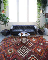 Turkish rug, vintage rug, flat weave, kilim rug, large area rug, square rug, Wild Shaman, Portland, Oregon, rug store, rug shop, local shop, bright colors, area rug, red rug, bold color