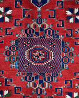 Vintage Turkish rug in a living room setting, pile rug, Turkish rug, vintage rug, portland, rug shop, bright colors, wild shaman, soft rug, bold color, Portland, Oregon, rug store, rug shop, local shop, antique rug