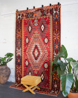 Turkish rug, vintage rug, flat weave, kilim rug, large area rug, square rug, Wild Shaman, Portland, Oregon, rug store, rug shop, local shop, bright colors, area rug, red rug, bold color