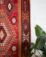 Turkish rug, vintage rug, flat weave, kilim rug, large area rug, square rug, Wild Shaman, Portland, Oregon, rug store, rug shop, local shop, bright colors, area rug, red rug, bold color
