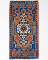 Vintage mini kilim rug in room decor setting, kilim, Turkish rug, vintage rug, portland, rug shop, bright colors, wild shaman, soft rug, bold color, Portland, Oregon, rug store, rug shop, local shop