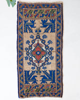 Vintage mini kilim rug in room decor setting, kilim, Turkish rug, vintage rug, portland, rug shop, bright colors, wild shaman, soft rug, bold color, Portland, Oregon, rug store, rug shop, local shop