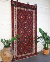 Turkish rug, vintage rug, flat weave, kilim rug, large area rug, square rug, Wild Shaman, Portland, Oregon, rug store, rug shop, local shop, bright colors, area rug, red rug, bold color