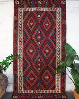 Turkish rug, vintage rug, flat weave, kilim rug, large area rug, square rug, Wild Shaman, Portland, Oregon, rug store, rug shop, local shop, bright colors, area rug, red rug, bold color