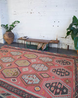 old rug, antique rug, earthy colors, faded colors, Turkish rug, vintage rug, flat weave, kilim rug, large area rug, square rug, Wild Shaman, Portland, Oregon, rug store, rug shop, local shop