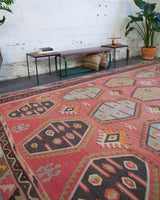 old rug, antique rug, earthy colors, faded colors, Turkish rug, vintage rug, flat weave, kilim rug, large area rug, square rug, Wild Shaman, Portland, Oregon, rug store, rug shop, local shop