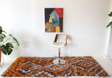 Vintage Turkish runner rug in living room setting, old rug, antique rug, pastel colors, faded colors, Turkish rug, vintage rug, soft rug, Portland, Oregon, rug store, rug shop, local shop