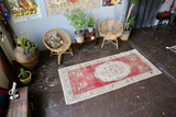 Vintage Southern Anatolian Faded Turkish rug 3.5ftx7.7ft
