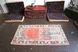Vintage Turkish Faded Anatolian Rug 2.8ftx5.1ft