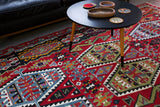 Turkish rug, vintage rug, flat weave, kilim rug, large area rug, square rug, Wild Shaman, Portland, Oregon, rug store, rug shop, local shop, bright colors, area rug, red rug, bold color