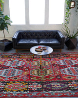 Turkish rug, vintage rug, flat weave, kilim rug, large area rug, square rug, Wild Shaman, Portland, Oregon, rug store, rug shop, local shop, bright colors, area rug, red rug, bold color
