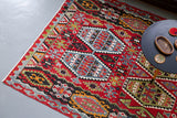 Turkish rug, vintage rug, flat weave, kilim rug, large area rug, square rug, Wild Shaman, Portland, Oregon, rug store, rug shop, local shop, bright colors, area rug, red rug, bold color