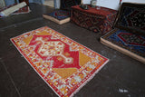 Vintage Faded Anatolian Turkish Rug 2.8ft x 5.2ft