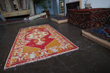 Vintage Faded Anatolian Turkish Rug 2.8ft x 5.2ft