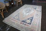 Vintage Turkish Faded Anatolian Rug 4.4ftx7.4ft