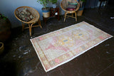 Vintage Turkish Faded Anatolian Rug 3.8ftx6.8ft