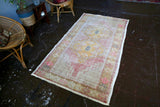 Vintage Turkish Faded Anatolian Rug 3.8ftx6.8ft